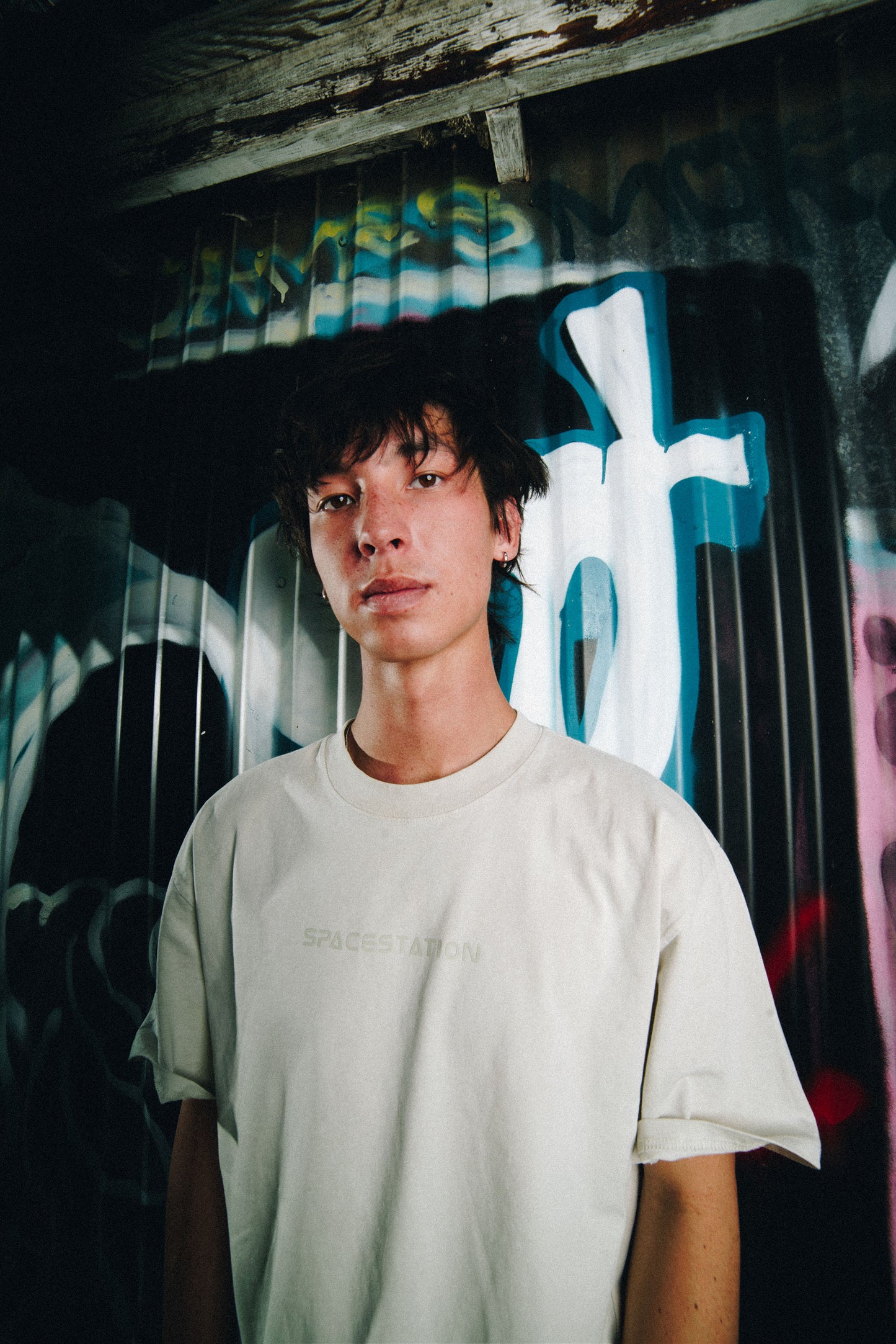 Shaded Tee Stone Washed Cream (Oversized Fit)