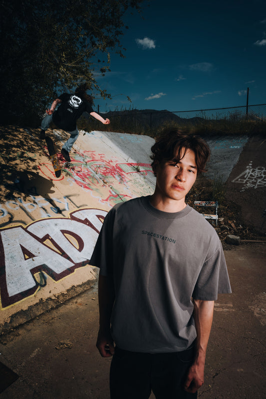 Shaded Tee Stone Washed Grey (Oversized Fit)