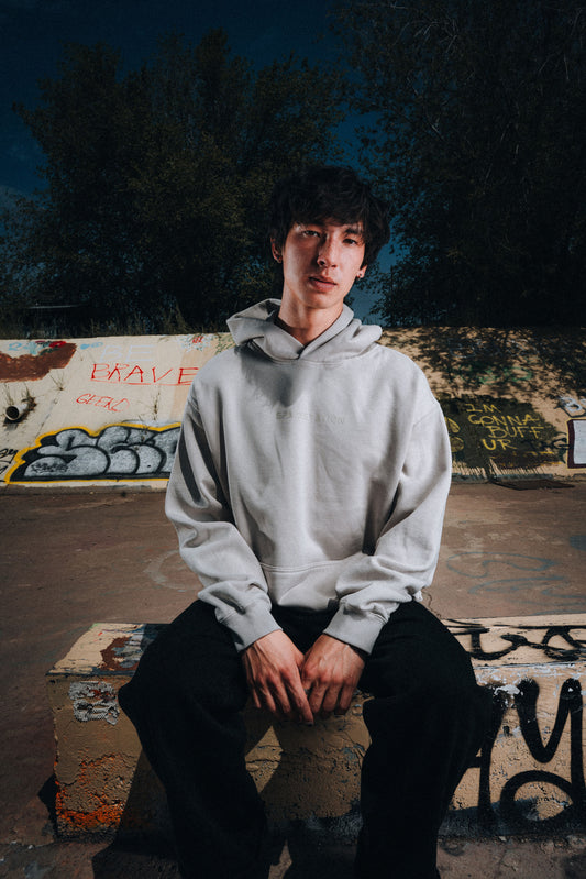Shaded Oversized Hoodie (Stone washed Cream)