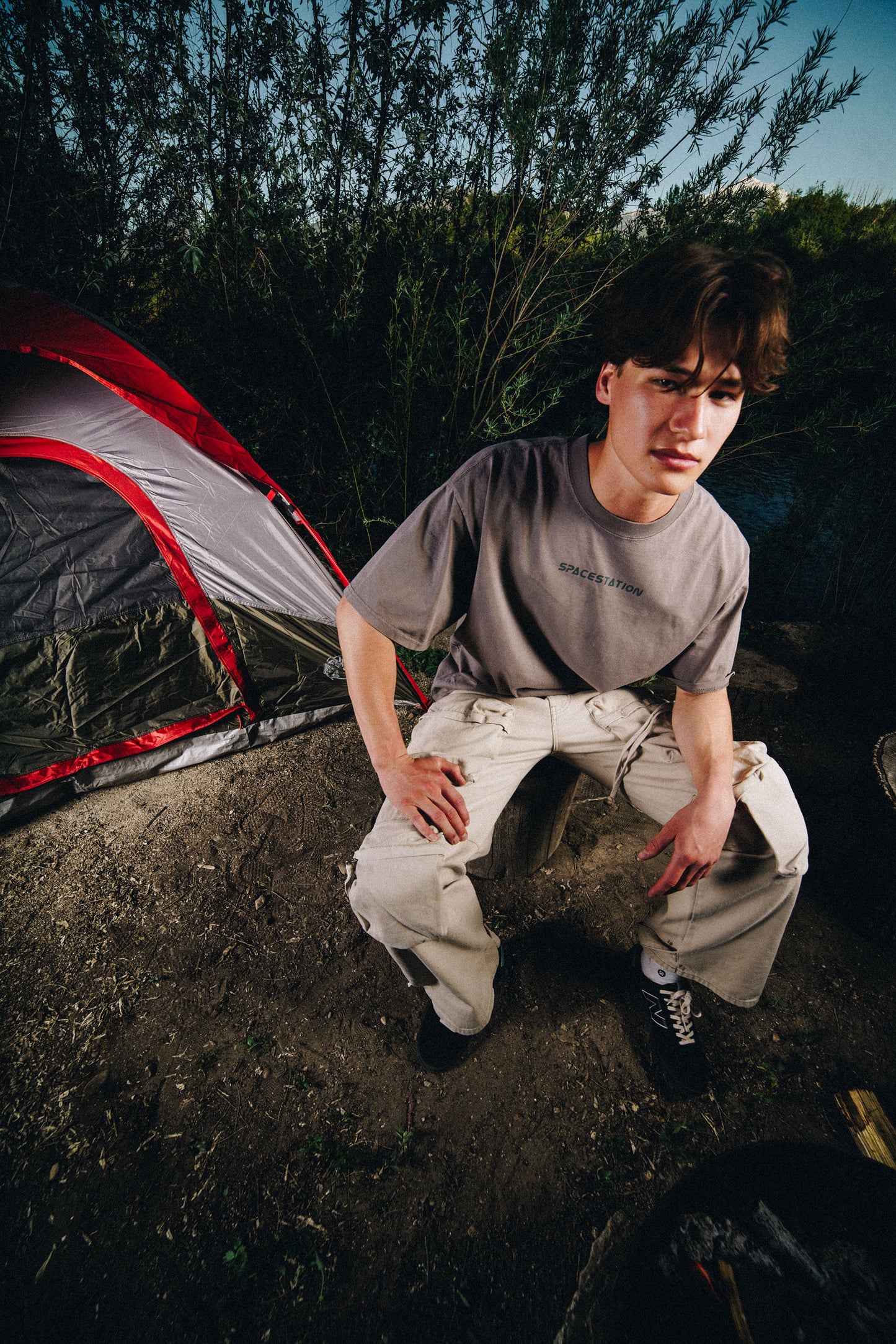 Shaded Tee Stone Washed Grey (Oversized Fit)