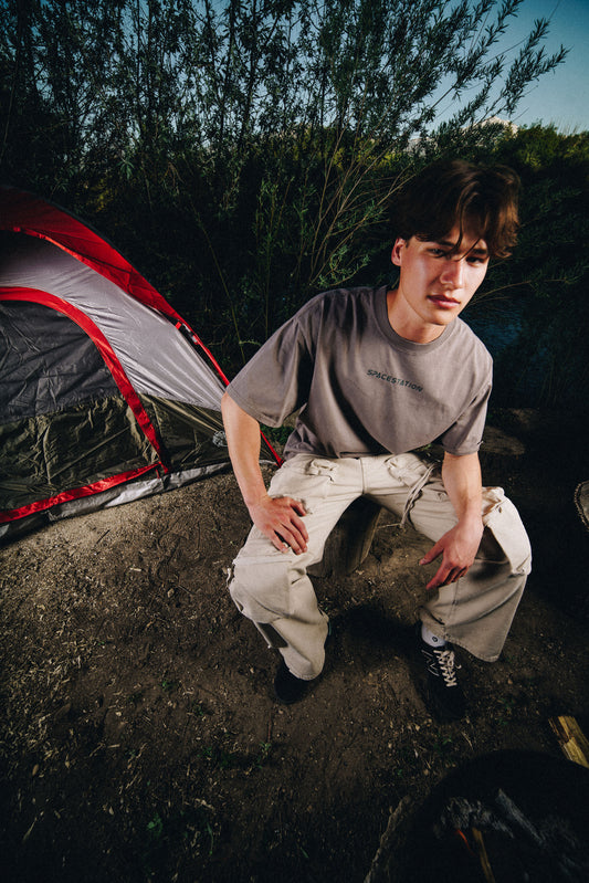 Shaded Tee Stone Washed Grey (Oversized Fit)