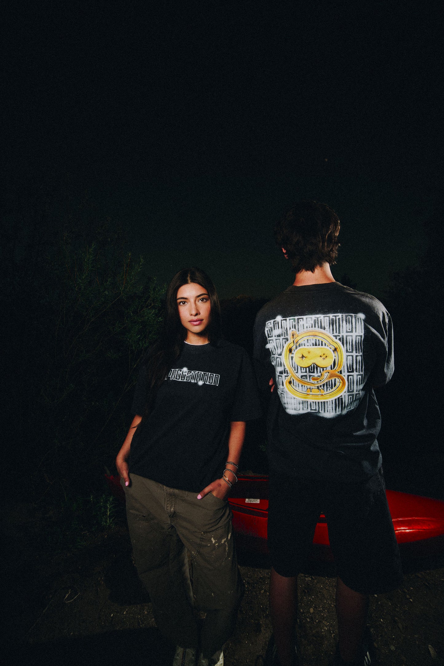 Stone Washed Metallic Tee (Oversized)