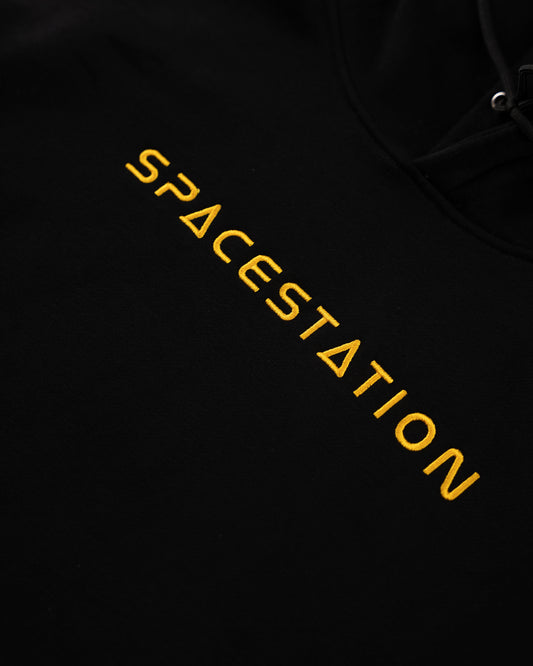 Spacestation Black Embroidered Hoodie