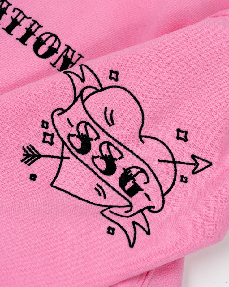 Pink Yatted Embroidered Hoodie