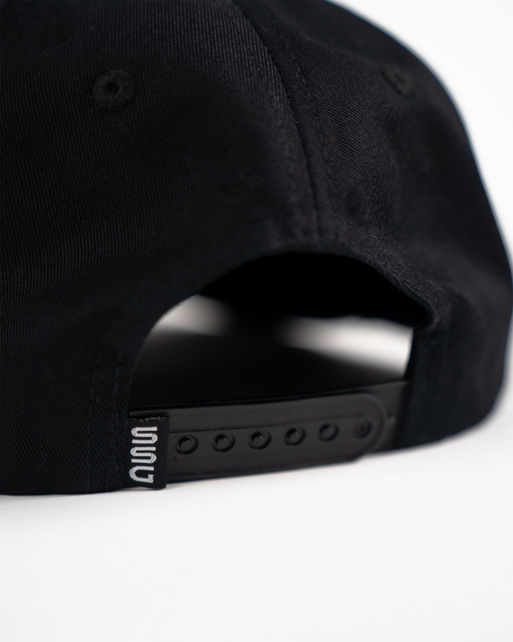 Black 7 Panel Logo Hat