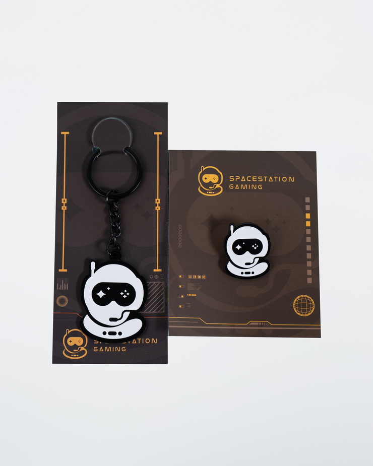 White Keychain and Pin